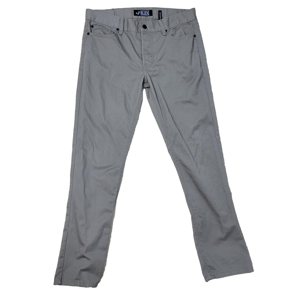 XXX‎ Rude Slim Straight Mens 32 x 32 Beige Khaki Pants Mid Rise 5 Pocket